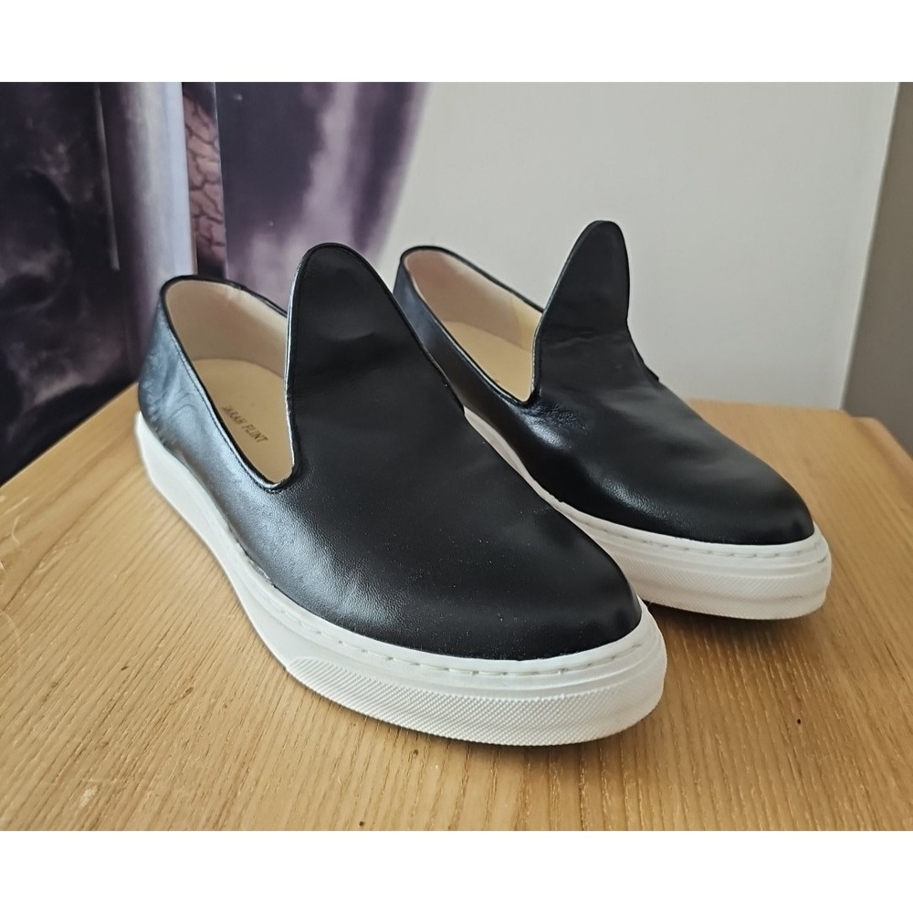 SARAH FLINT Black Leather Sneakers Women's Size 38